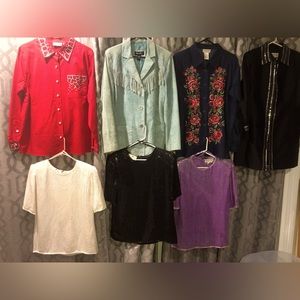 6 vintage embellished sequin embroidered women’s tops Saks victor costa s / m